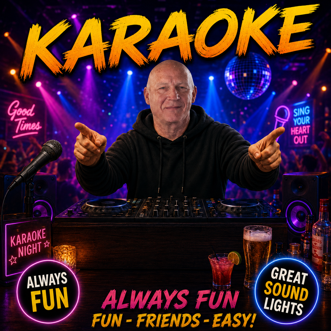 Coz Garrett promoting Coz Karaoke