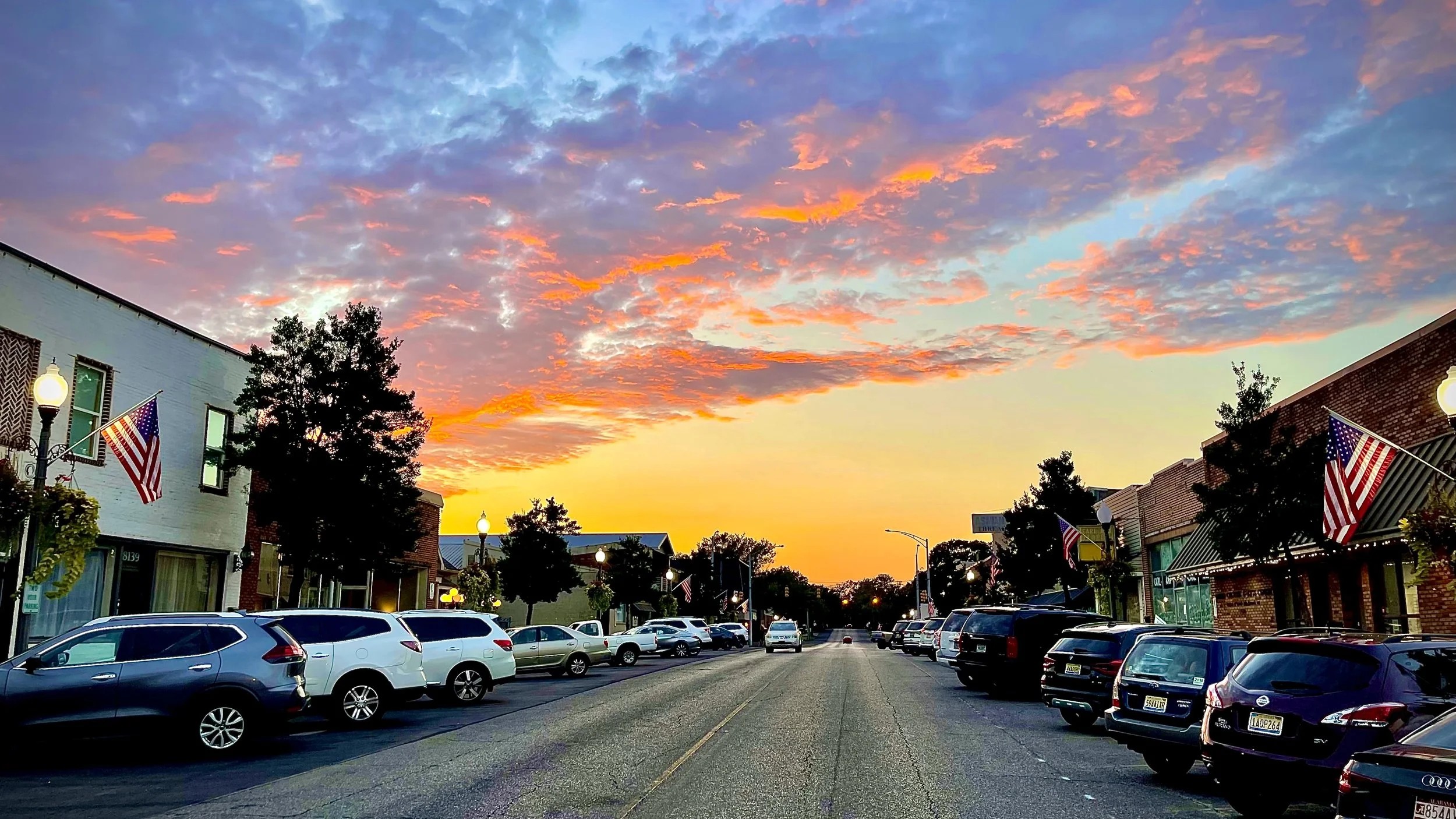 Downtown Leeds, Alabama at sunset